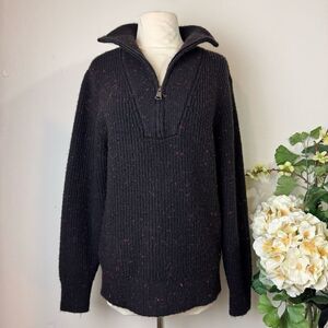 ANTHROPOLOGIE | RD Style Millie Quarter Zip sweater | Large | black red